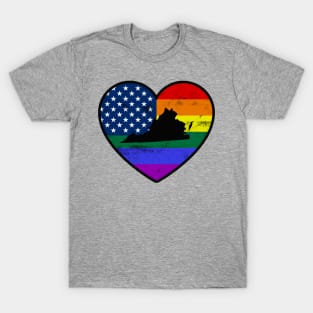 Virginia United States Gay Pride Flag Heart T-Shirt